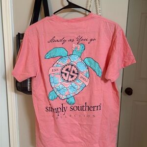 Simply Southern Coral and Teal Turtle Tee
